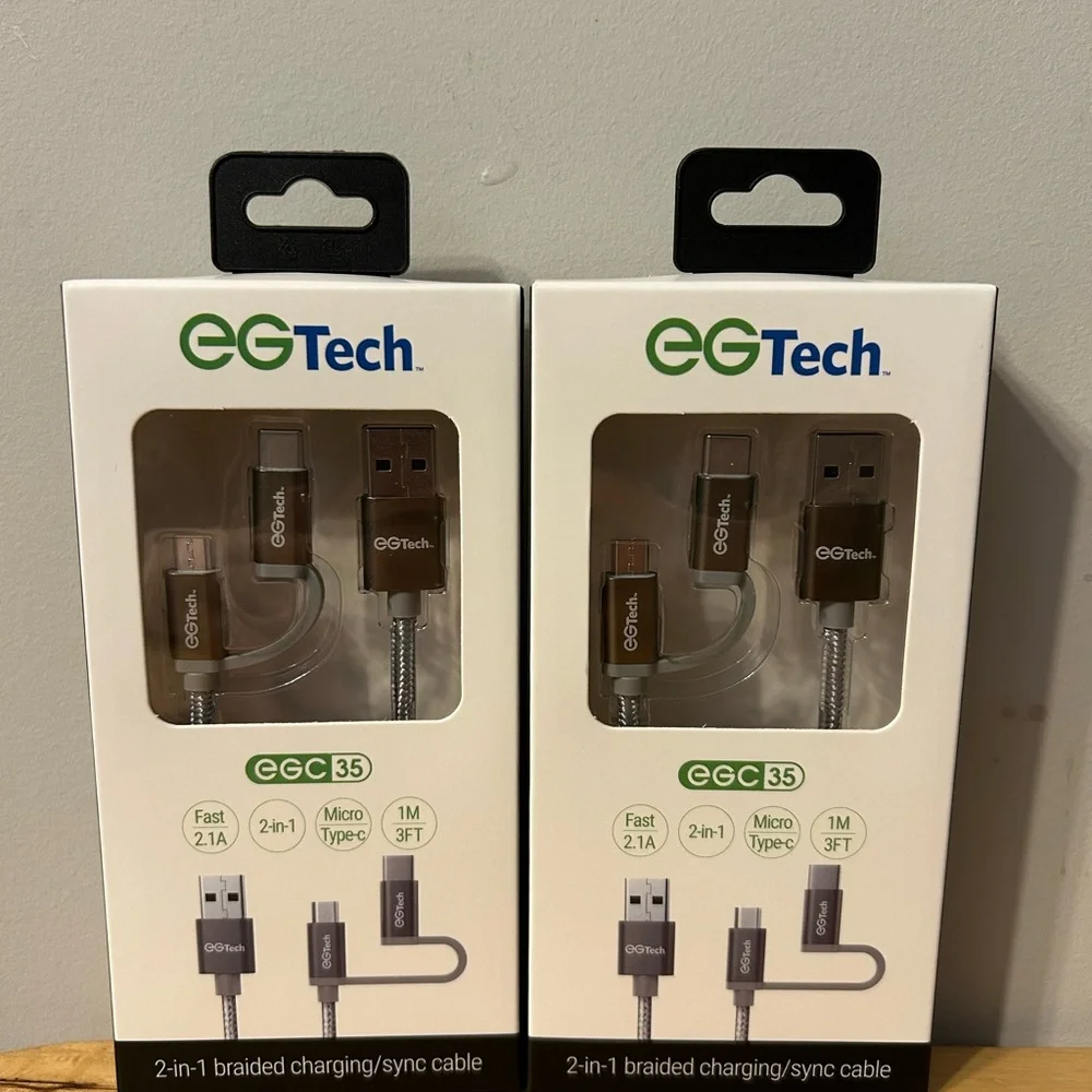 Silver 2-in-1 Braided Charging/Sync Cable